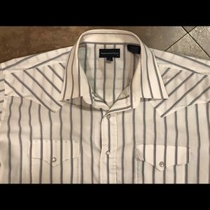 Mens Vintage Western Panhandle Slim XL Pearl Snap Short Sleeve Striped Shirt